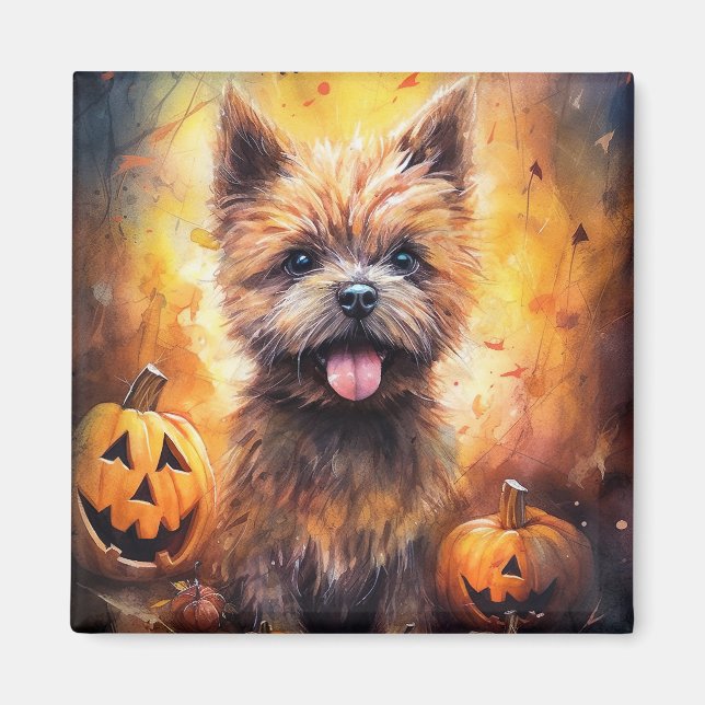 Halloween Cairn Terrier med pumpkins Scary Magnet (Framsidan)