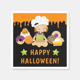 Halloween Cakes och Baking Red Hjärd Girl Pappersservett