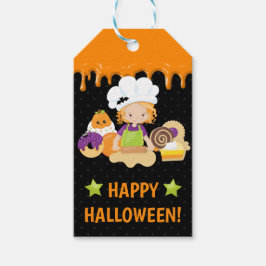 Halloween Cakes och Baking Red Hjärd Girl Presentetikett