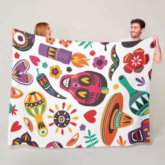 Halloween Calavera Fleece Blanket (På plats)