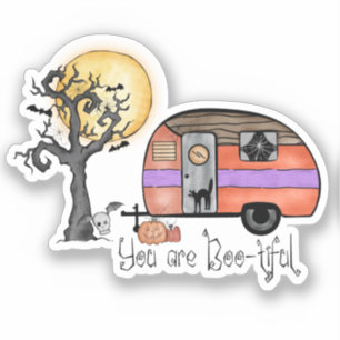Halloween Camping Du är boomyndig Klistermärken