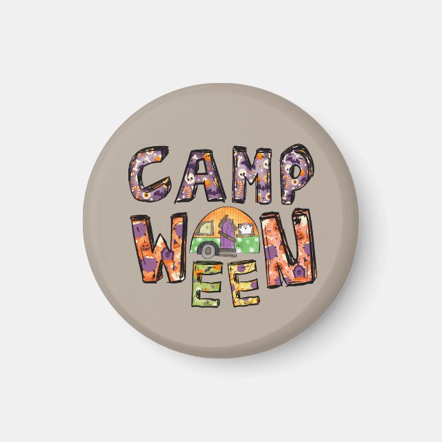 Halloween Camping | Ord Pun Magnet (Framsidan)