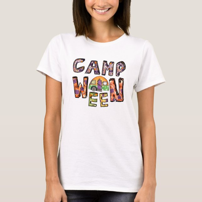 Halloween Camping | Ord Pun T Shirt (Framsida)