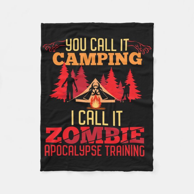 Halloween Camping Zombie Apocalypse Training Rolig Fleecefilt (Framsidan)
