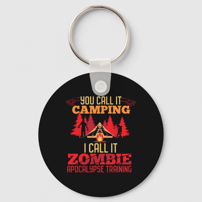 Halloween Camping Zombie Apocalypse Training Rolig Nyckelring (Framsida)