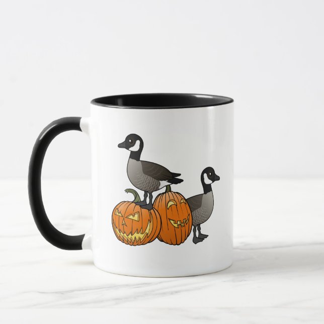 Halloween Canada Geese Birds med Jack-o-lanternor Mugg (Vänster)
