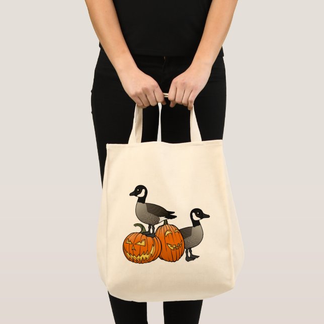 Halloween Canada Geese Birds med Jack-o-lanternor Tygkasse (Framsida (produkt))