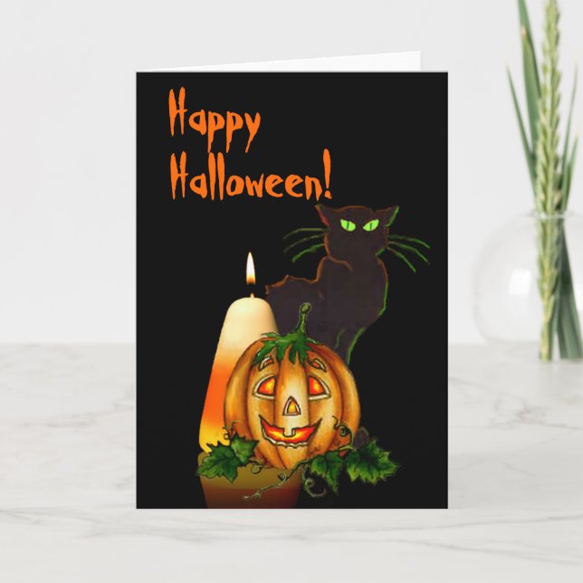 HALLOWEEN CANDLE, JACK & CAT AV SHARON SHARPE KORT (Framsida)