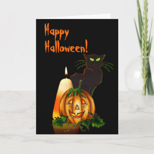 HALLOWEEN CANDLE, JACK & CAT AV SHARON SHARPE KORT