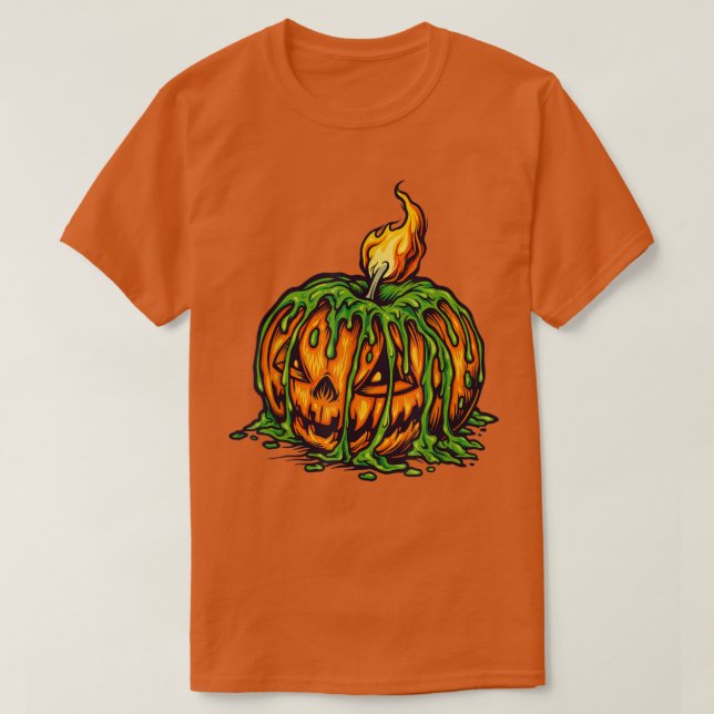 Halloween Candle Scary Jack O Lantern  T Shirt (Design framsida)
