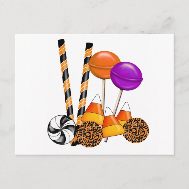 Halloween Candy Bus eller godis Lollipop Candy cor Vykort (Framsida)