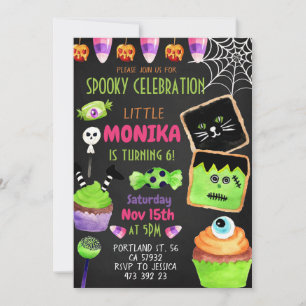Halloween Candy Cookies Spooktacular Barns födelse Inbjudningar