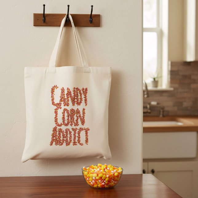 Halloween Candy corn Addict Tote Bag Tygkasse (🎃 Perfect for hiding your stash of candy corn 🎃)