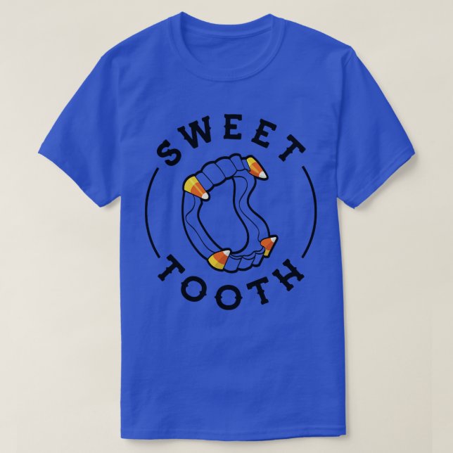 Halloween Candy corn Fangs Sweet Tooth T Shirt (Design framsida)