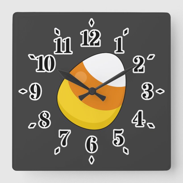 Halloween Candy corn Fyrkantig Klocka (Framsida)