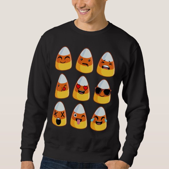 Halloween Candy corn Manar Women Kids Lång Ärmad Tröja (Framsida)