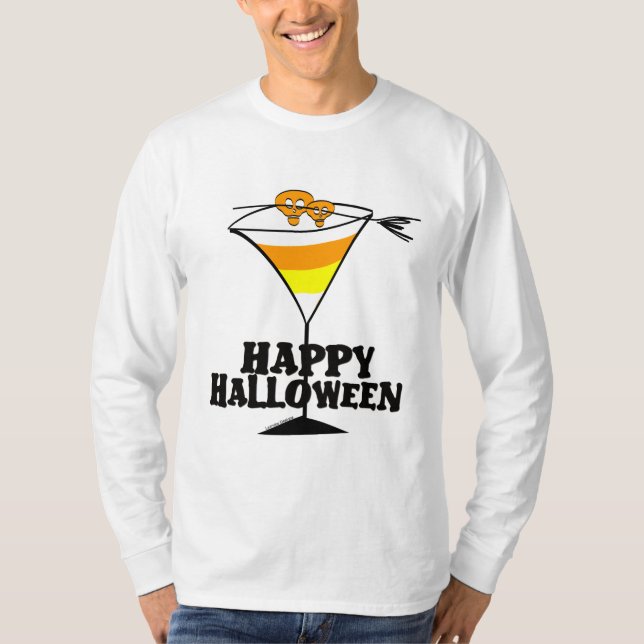 Halloween Candy corn Martini T-shirt (Framsida)