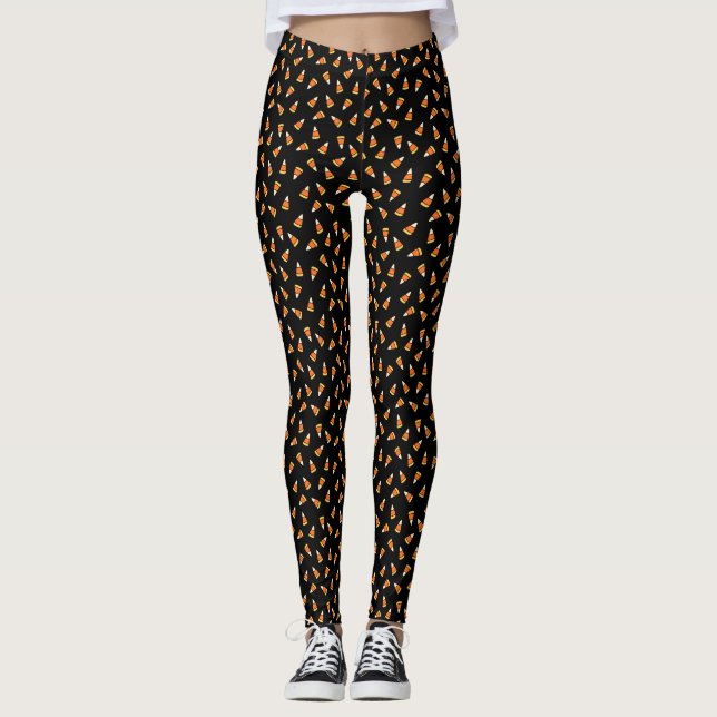 Halloween Candy corn Mönster Leggings (Framsida)