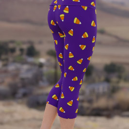 Halloween Candy corn Mönster Lila Capri Leggings