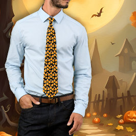 Halloween Candy Corn Mönster Nyhetsskjorta Slips