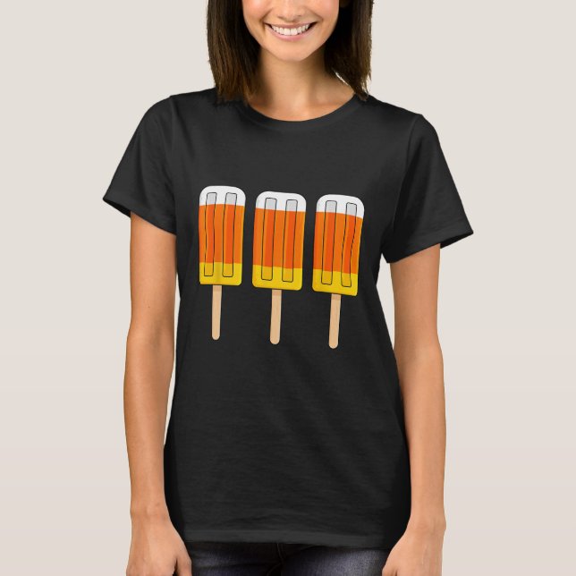 Halloween Candy corn Roligt Ice Cream Popsicles T Shirt (Framsida)