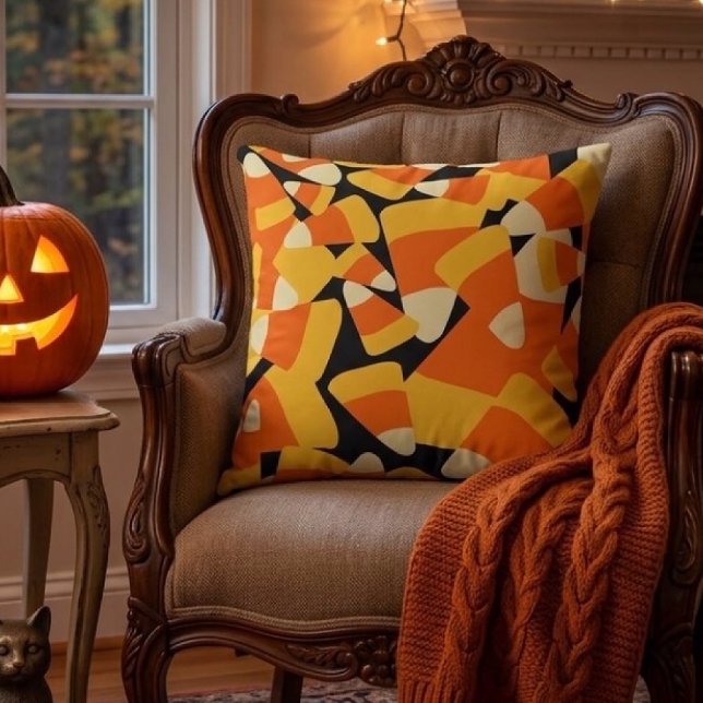Halloween Candy Corn Seamless Pattern Kudde (Skapare uppladdad)
