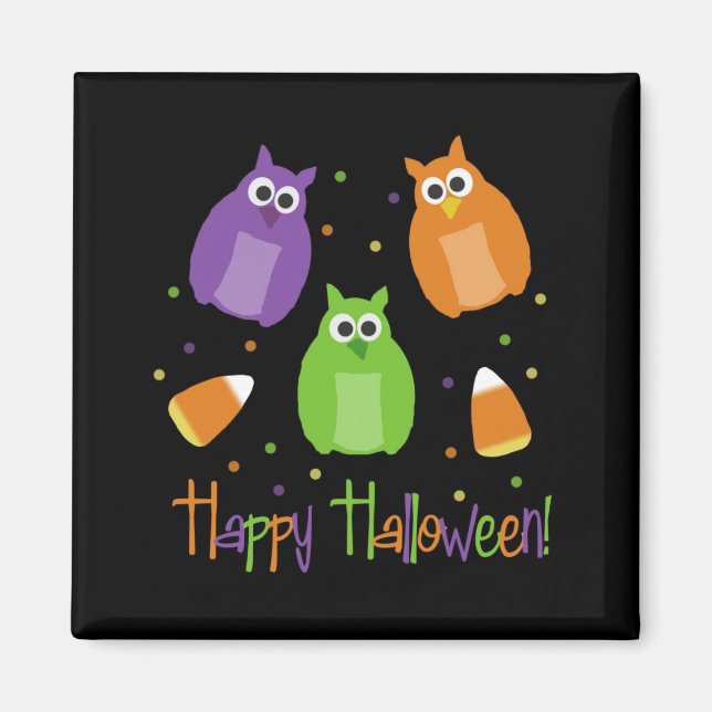 Halloween Candy corn Uggla Magnet (Framsidan)