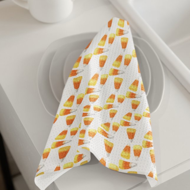 Halloween Candy corn Watercolor Mönster Kökshandduk (Skapare uppladdad)