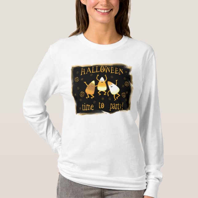 Halloween candy cornT-tröja T-shirt (Framsida)