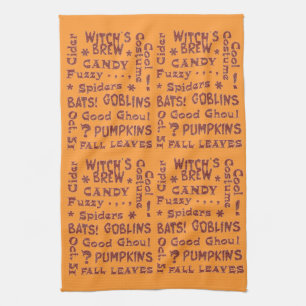 Halloween Candy Costume okt 31 Orange och Black Kökshandduk