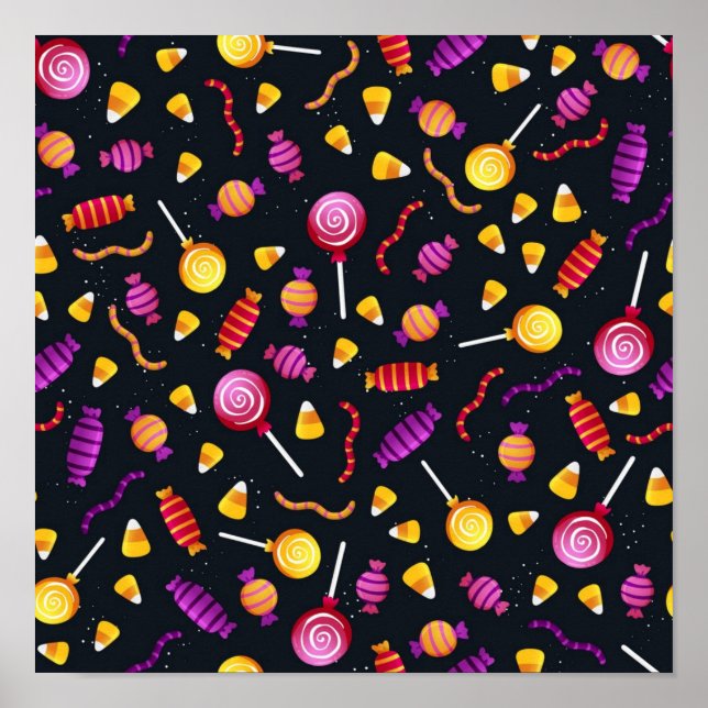 Halloween candy mönster poster (Framsidan)