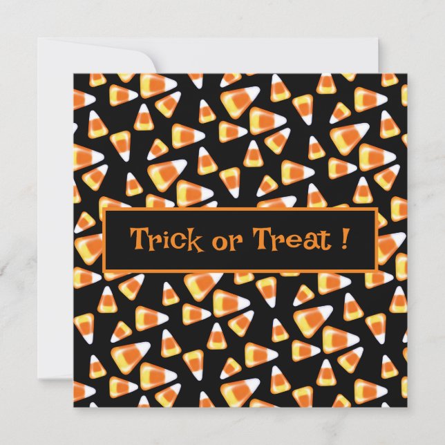 Halloween candy mönster, roligt candy corn-behandl inbjudningar (Framsida)