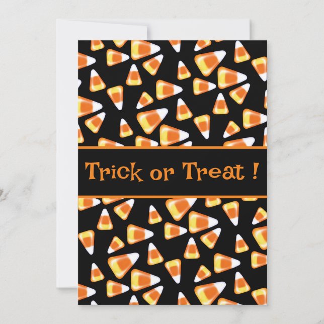 Halloween candy mönster, roligt candy corn-behandl inbjudningar (Framsida)