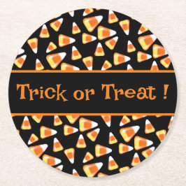 Halloween candy mönster, roligt candy corn-behandl underlägg papper rund