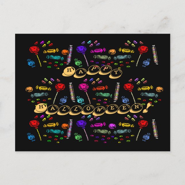 Halloween Candy Mönster Vykort (Framsida)