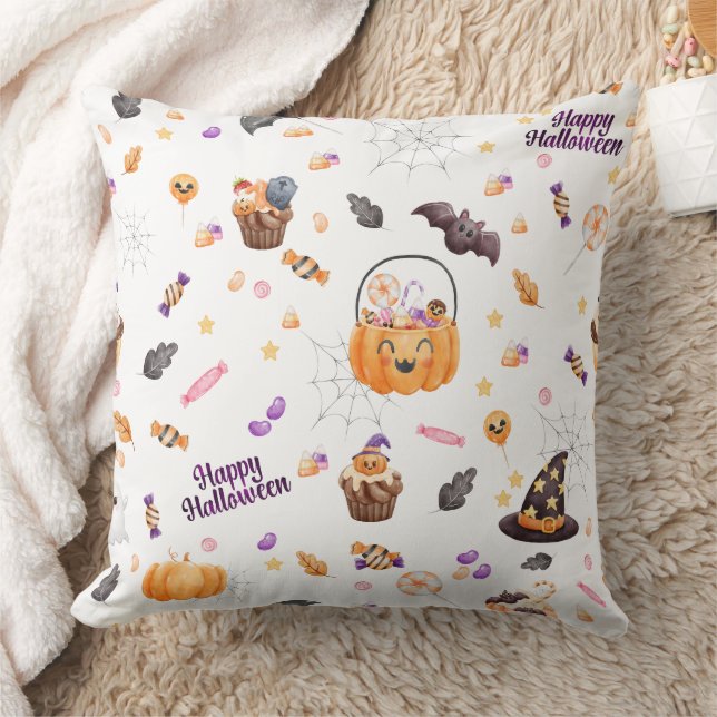 Halloween Candy Pumpkins Fladdermus Kudde (Filt)
