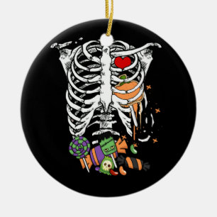 Halloween Candy Skeleton Rib Cage X-Ray Julgransprydnad Keramik