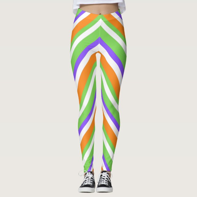 Halloween Candy Swirl White Leggings (Framsida)