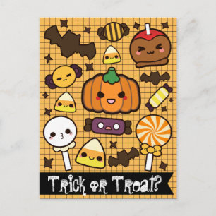 Halloween Candy Treats Vykort