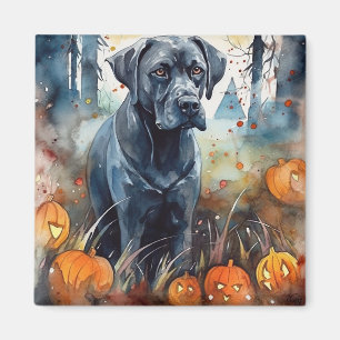 Halloween Cane Corso med pumpor Skräckinjagande Magnet