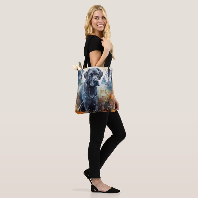Halloween Cane Corso med pumpor Skräckinjagande Tygkasse (På modell)