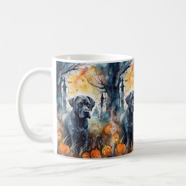 Halloween Cane Corso Med Pumpor Skrämmande Kaffemugg (Vänster)