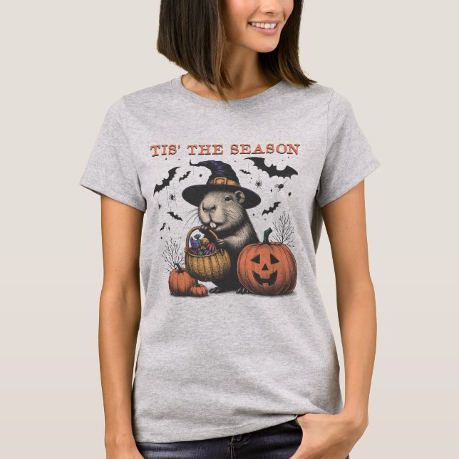 Halloween Capybara Tis Season T Shirt (Framsida)