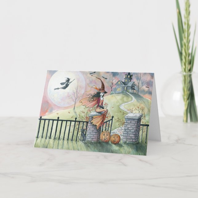 Halloween Card 'Bus eller godis' Witch Kort (Framsida)