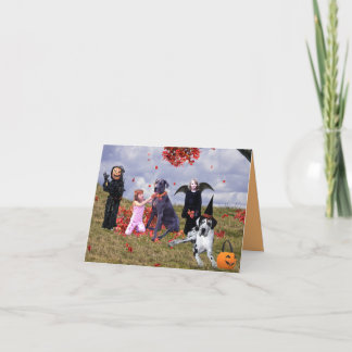 Halloween Card Great dane och barn Helgkort