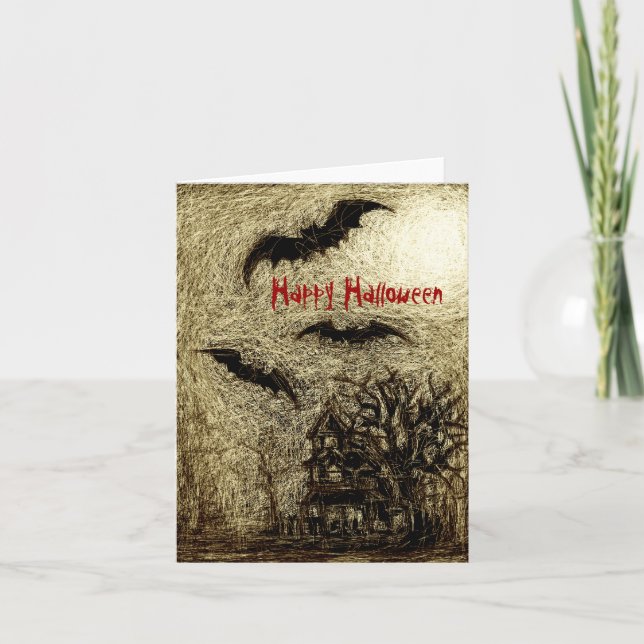 Halloween Card Haunting House-Gult Kort (Framsida)