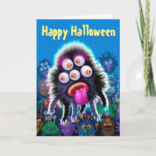 Halloween Card-inbjudan MONSTER PARTY roligt skräm Tack Kort
