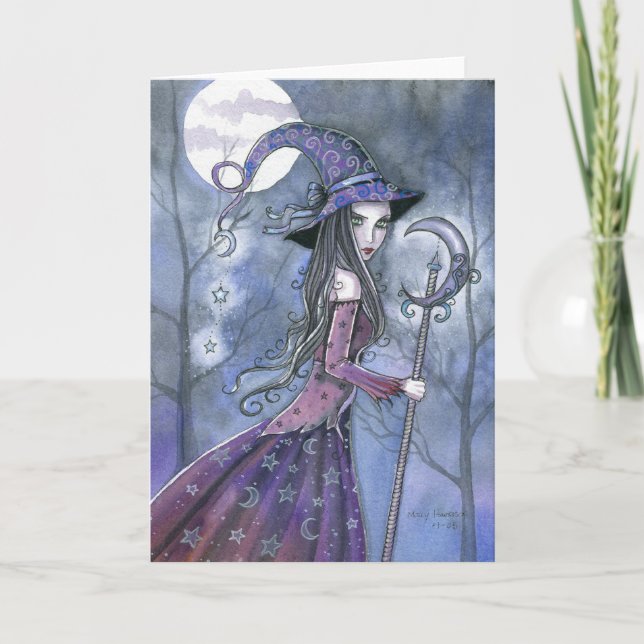 Halloween Card Lila Witch Kort (Framsida)
