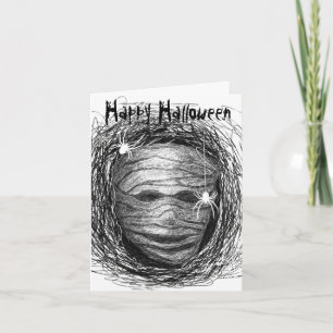 Halloween Card Mummy Grått Kort