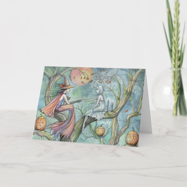 Halloween Card Witch och Ghost Kort (Framsida)